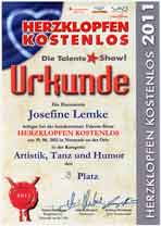 Herzklopfen_kostenlos -Urkunde von Humoristin Josefine Lemke